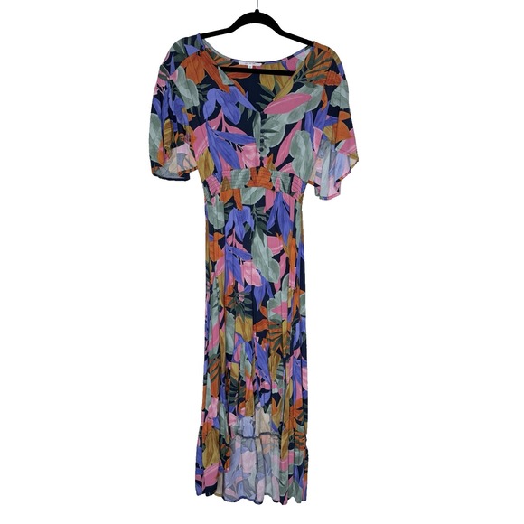 Anthropologie‎ Abel the Label Dress Womens Size M Santa Cruz Smocked Hi Low - Picture 2 of 13